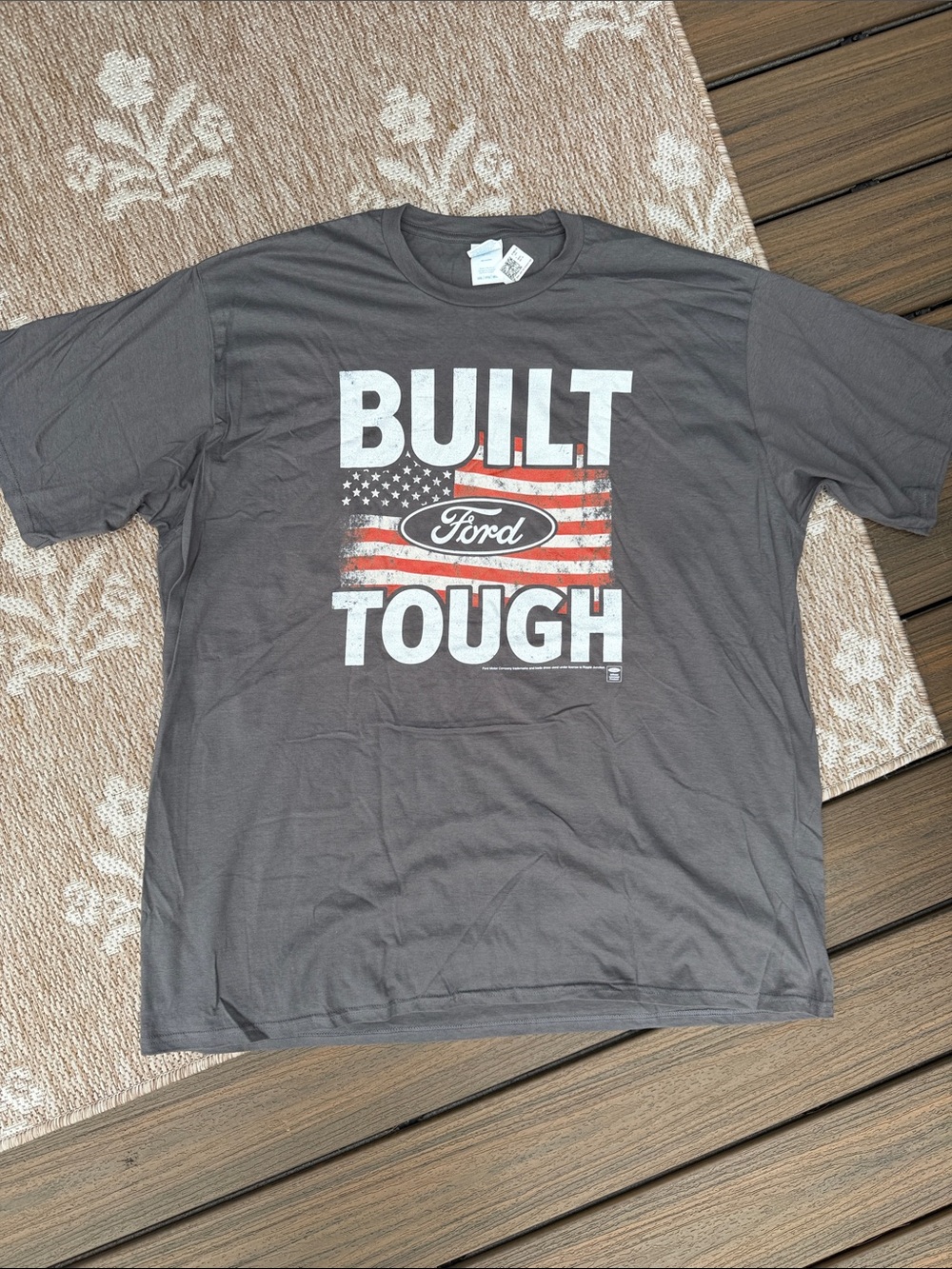 Ford Built Tough Graphic Tee - Gray with White & Red Print